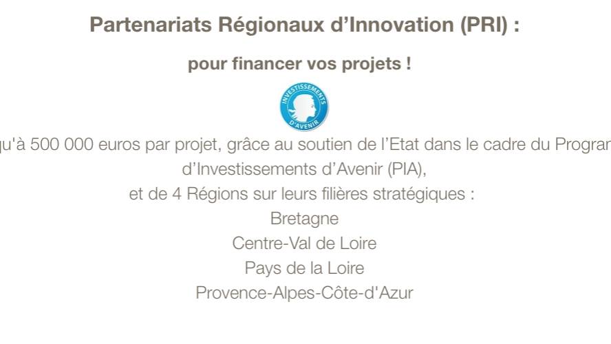 Appel à projets : Partenariats régionaux d’innovation (PRI)
